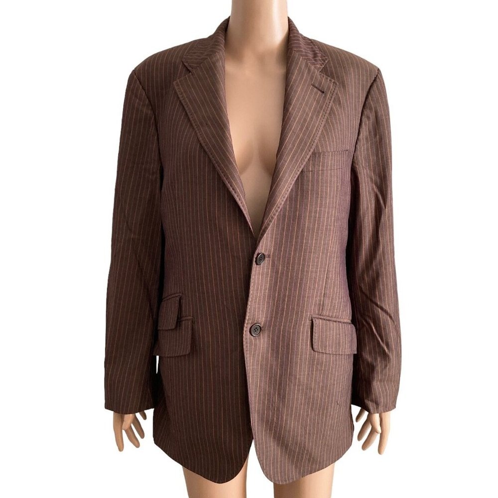 Kuhlman Blazer Womens 6R Brown Pinstripes 2 Button